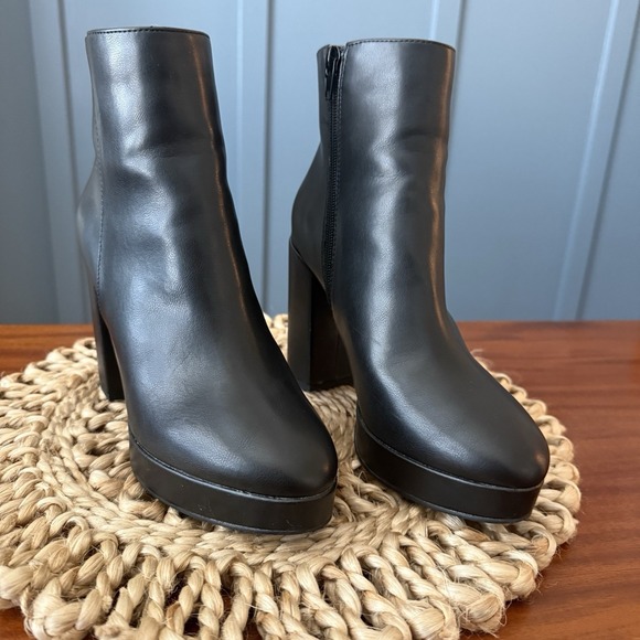 Madden Girl Platform Ankle Boots Women's 7 Black Moto Chunky Heel Goth Fairycore - Picture 2 of 16